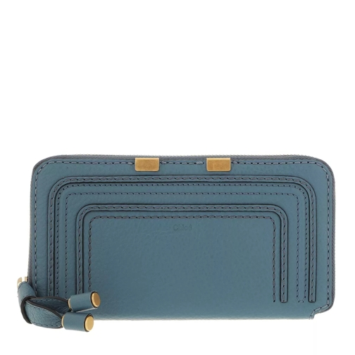 Chloé Marcie Portefeuille Mirage Blue Portemonnaie mit Zip-Around-Reißverschluss