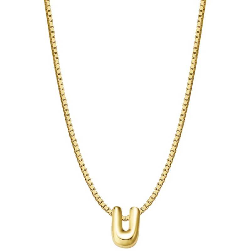 Glanzstücke München Mittellange Halskette Sterling Silber Halskette Buchstabe U gold