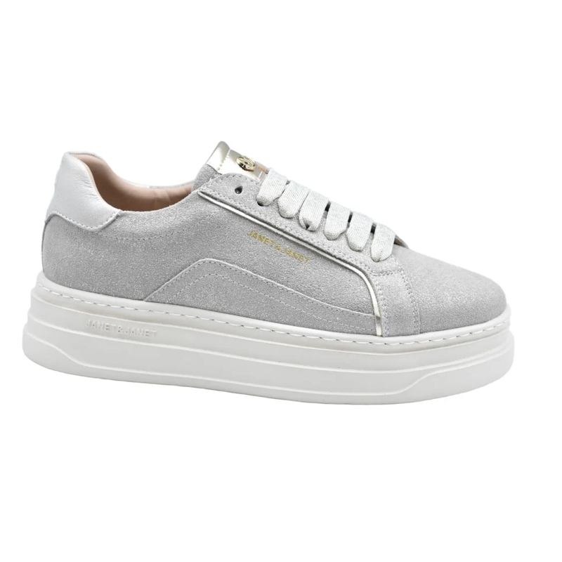 Janet & Janet Low-Top-Sneaker Textured Beige Low Sneakers With White Sole Grey
