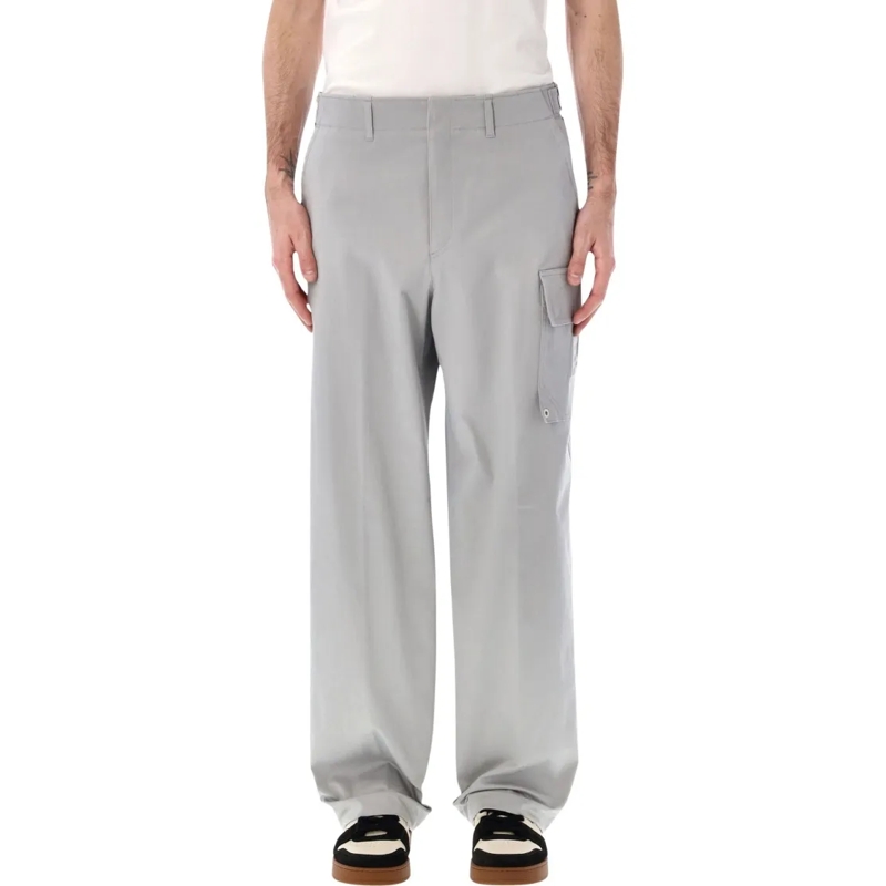 Fendi Anzugshose Gabardine Cargo Trousers With Embossed Ff Logo Grey