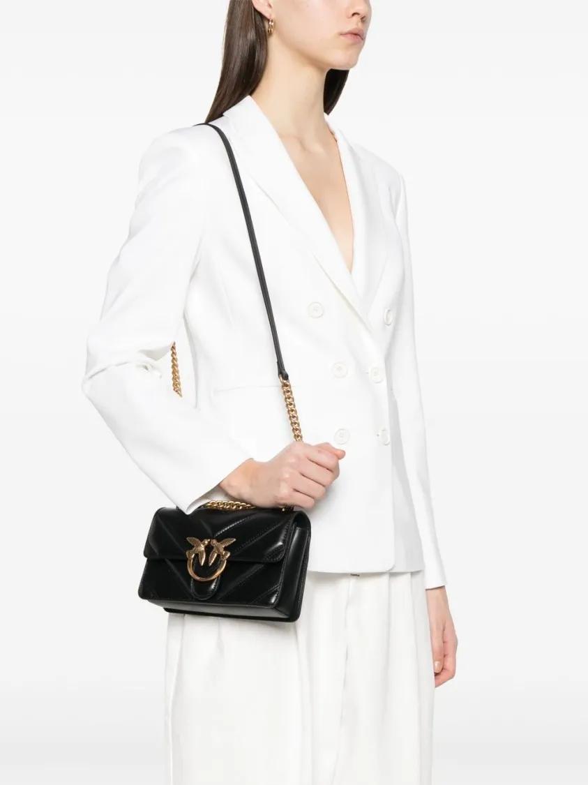 Pinko Hobo bags Quilted Black Shoulder Bag in zwart