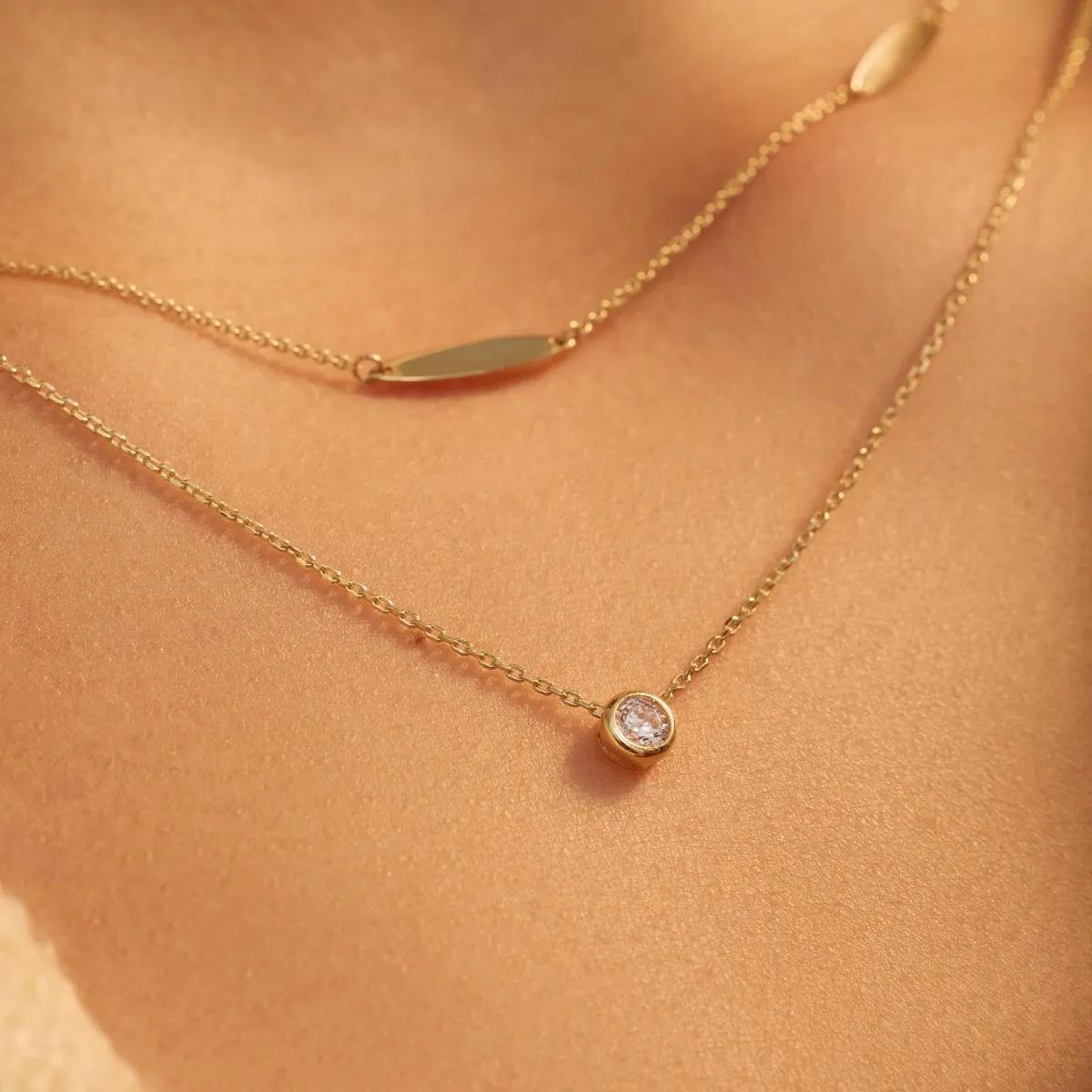 Thumbnail - BELORO Halskette - Monte Napoleone Lucilla 9 karat necklace with zirc - Gr. unisize - in Gold - für Damen