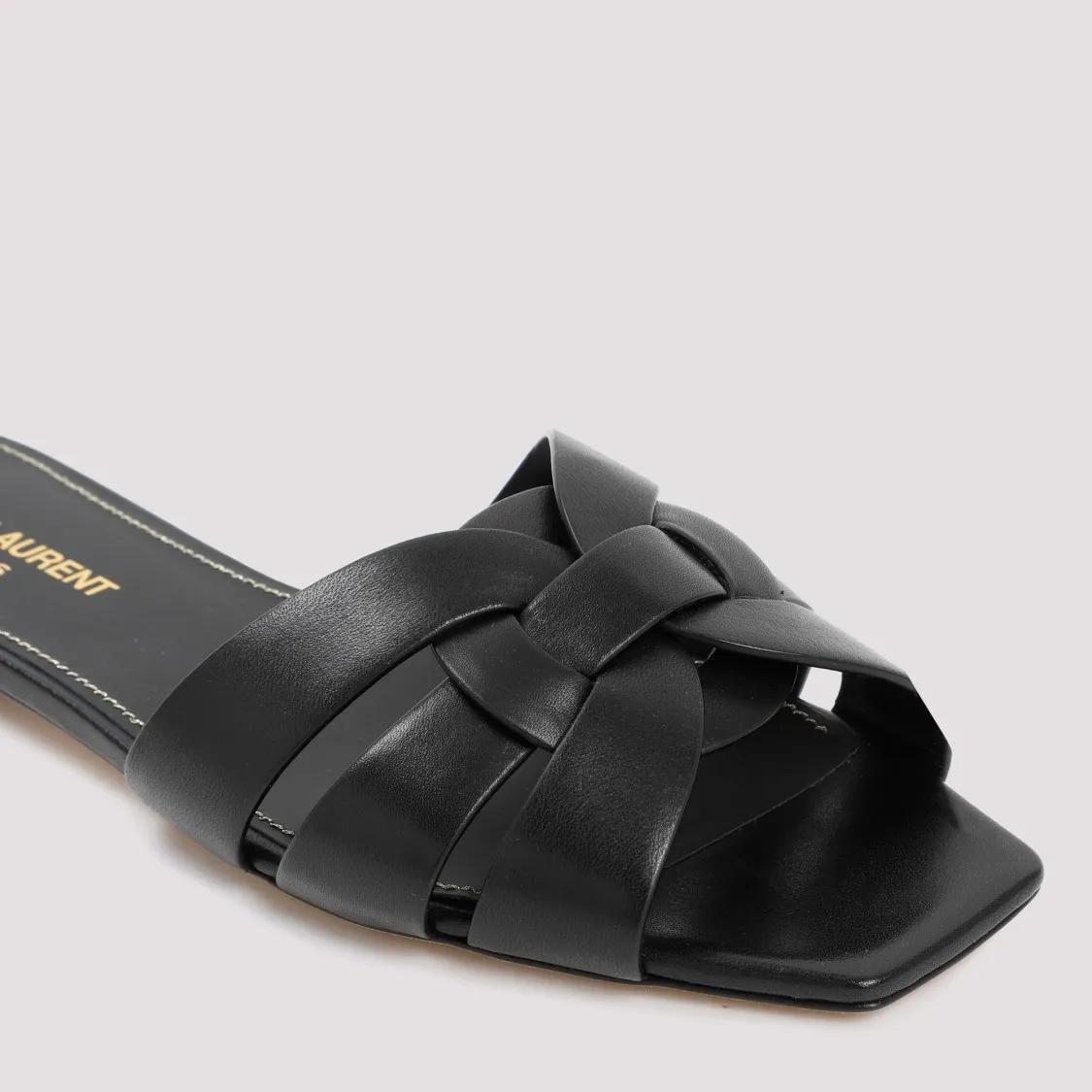 Thumbnail - Saint Laurent Sandalen - Black Leather Tribute Flats - Gr. 36 (EU) - in Schwarz - für Damen