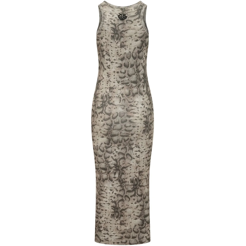 Pinko Maxikleid Abito a Coste Senza Maniche taupe(Image 2)