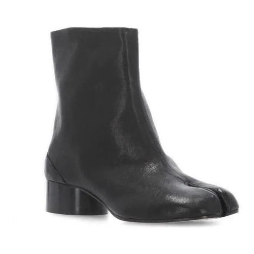 Maison Margiela Black Leather Tabi Boots Black Laars