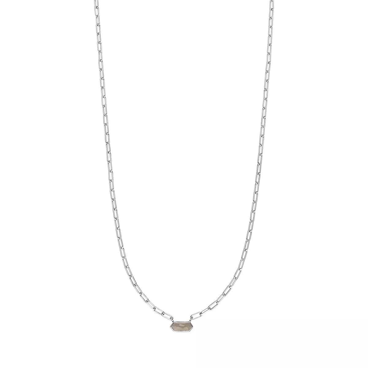 Leaf Halskette - Necklace Cube grey agate, silver rhodium plate - Gr. unisize - in Grau - für Damen