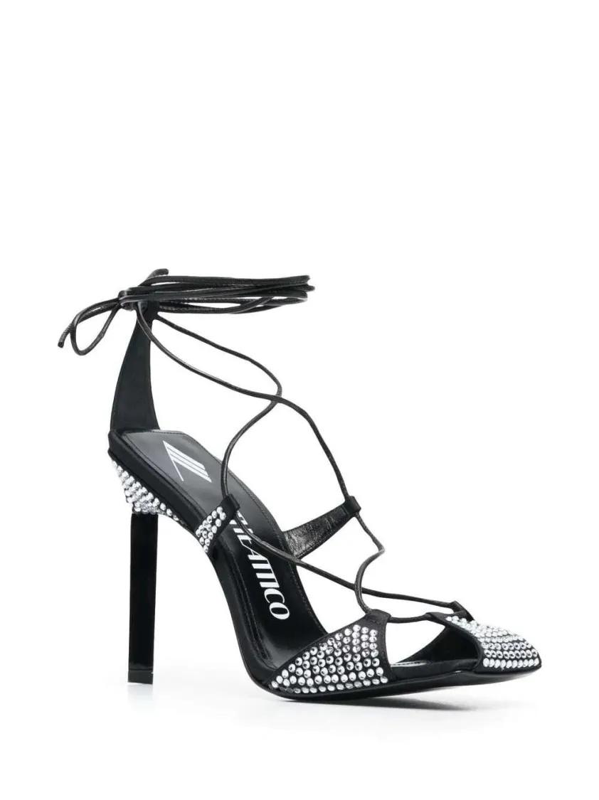 The Attico Sandalen Adele 105Mm Crystal-Embellished Sandals in zwart