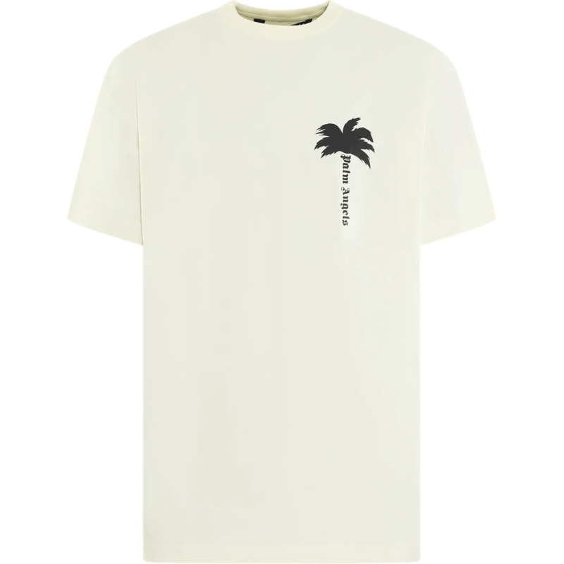 Palm Angels T-Shirt Heren Cracked Logo T-Shirt Cream beige