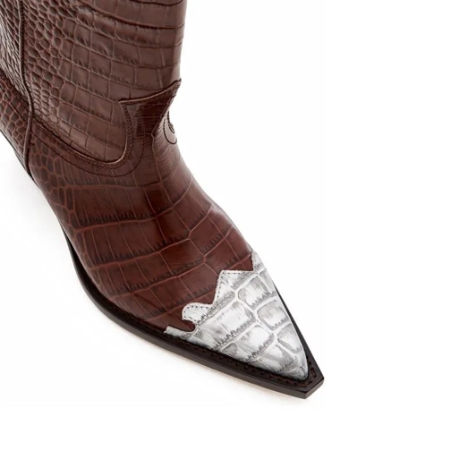 Paris Texas Stiefel 60mm Ricky Embossed Croco Cowboy Boots Brown (Image 4)