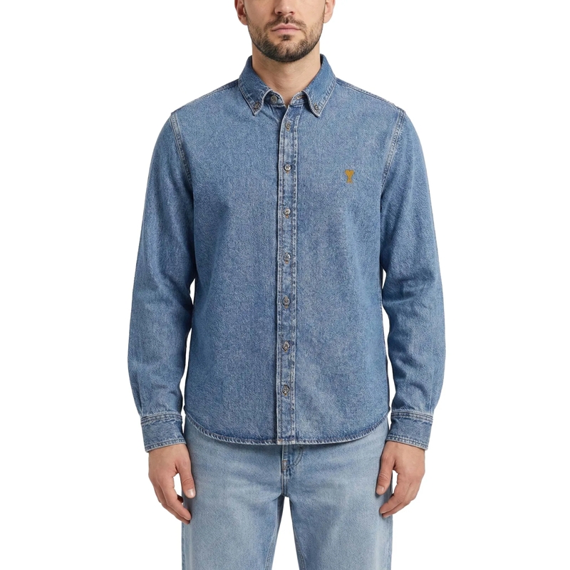 AMI Paris Hemd Button-Down Denim Shirt Blue(Image 4)