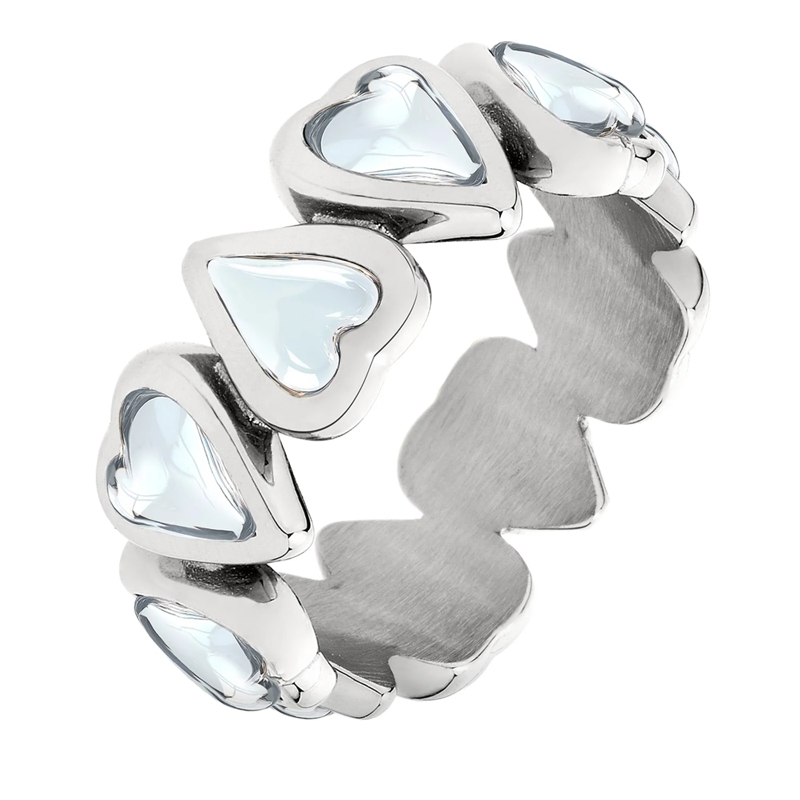 Liebeskind Berlin Ring Edelstahl Glass Heart silber