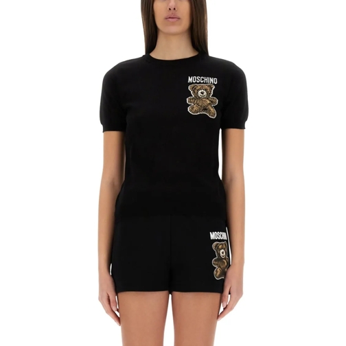Moschino T-Shirts Teddy Bear Knit Top Black
