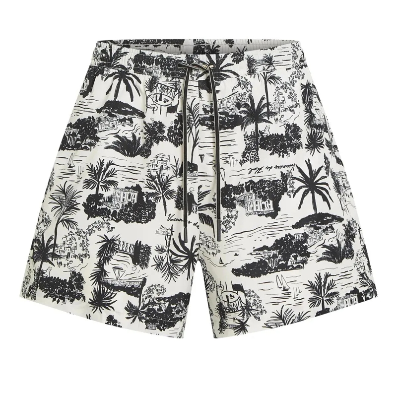 Karl Lagerfeld  Kurze Boardshorts mit Allover-Print Bikini-Hose schwarz