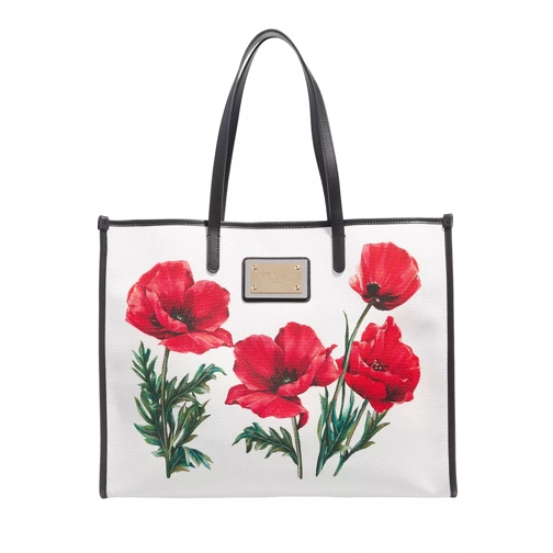 Dolce&Gabbana Printed Canvas Shopper White Multicolor Shoppingväska