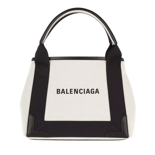 Balenciaga Borsa Navy Cabas XS AJ Polyamide Beige Black Rymlig shoppingväska