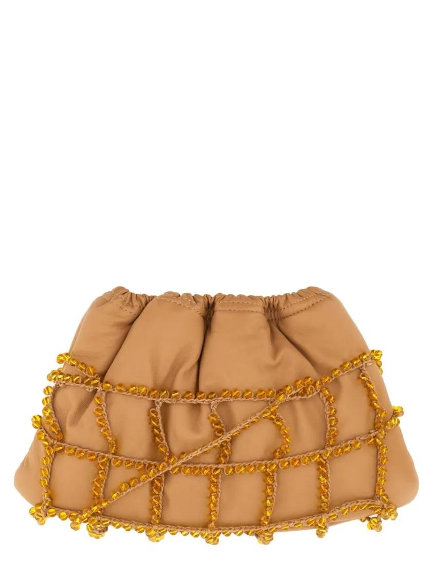 Alysi Hobo bags Soft Gathered Leather Mini Bag in beige