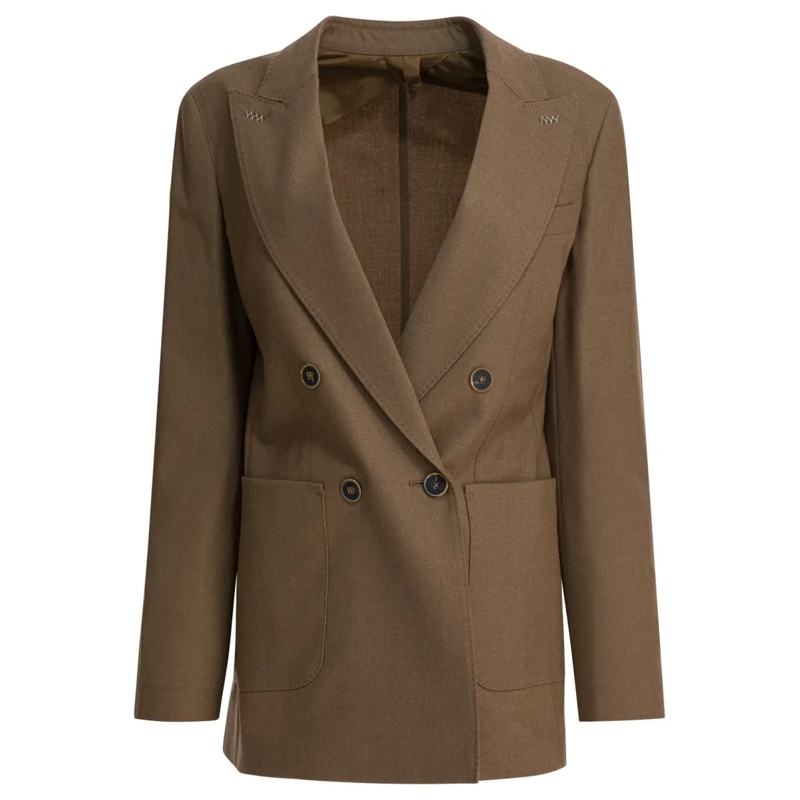 Max Mara Blazer Double-Breasted Cashmere Blazer With Structured Si Green