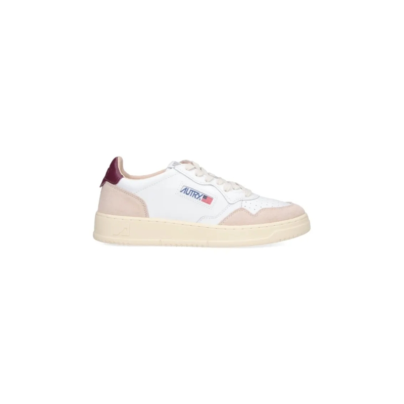 Autry International Lage-top sneaker Low-Top White Leather Sneakers With Beige Suede Ac 03 wht/burgund