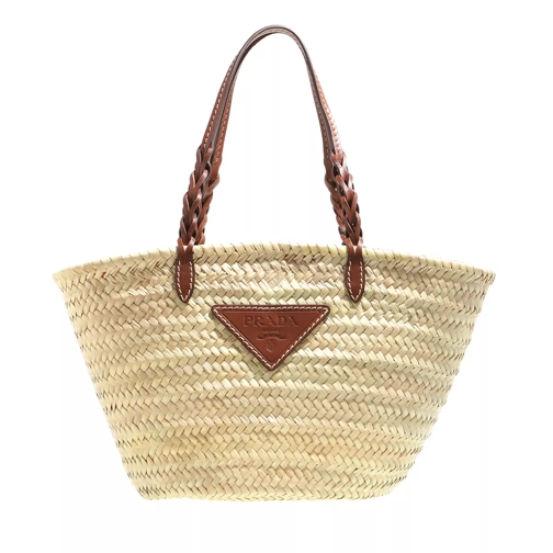 Prada Street Style Straw Bag Natural Cognac Basket Bag