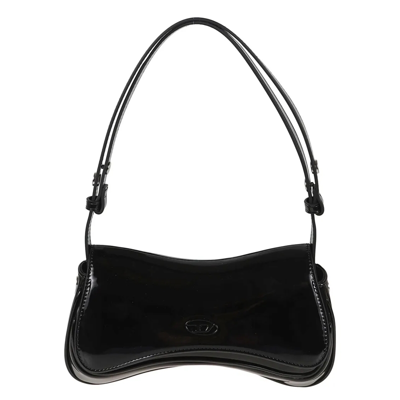 Diesel Clutch Asymmetrical High-Gloss Crossbody Clutch Black