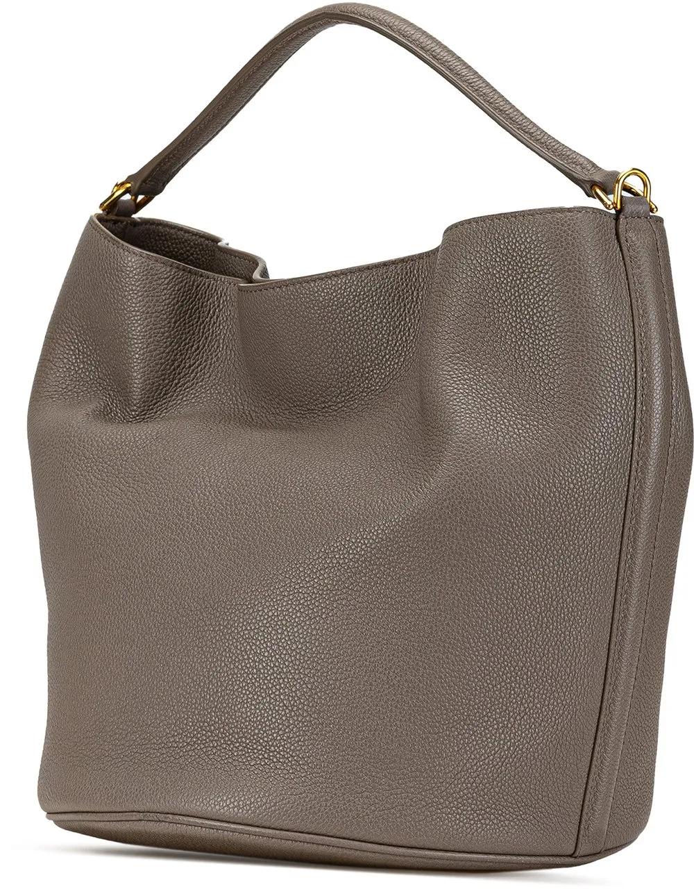 Celine Hobo bags 2021 Supple Grained Calfskin Bucket 16 in bruin