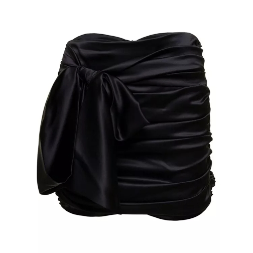 Dolce&Gabbana Short Black Draped Skirt With Bow Detail In Stretc Black 