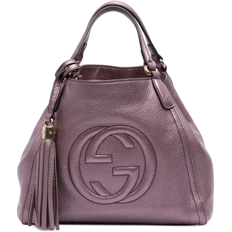 Gucci Schultertasche Small Metallic Leather Soho Satchel lila