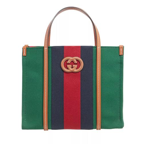 Gucci Tote Canvas Web Green Rymlig shoppingväska