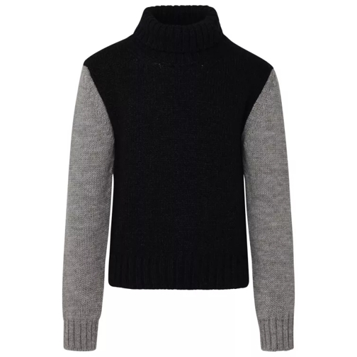 Dolce&Gabbana Two-Tone Alpaca Blend Turtleneck Sweater Black 