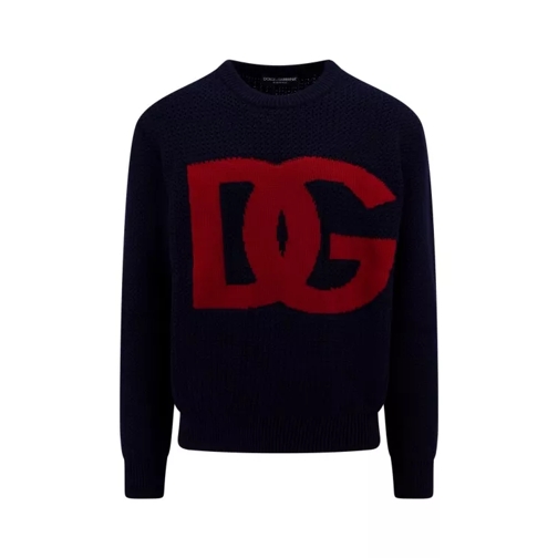 Dolce&Gabbana Virgin Wool Sweater With Dg Embroidery Black Pull en laine