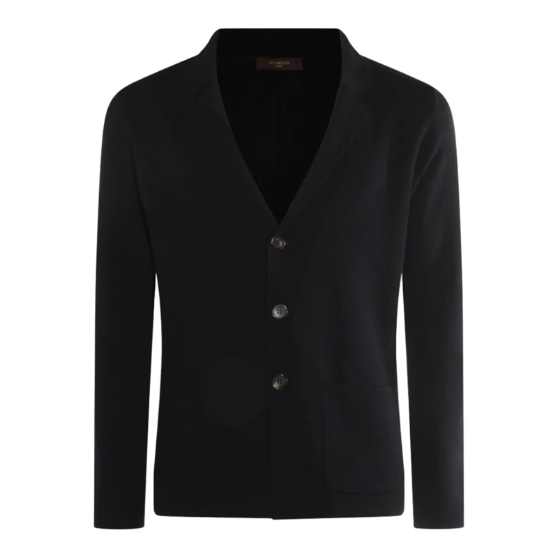 Zanone Vest Cardigan-Style Black Sweater With Notched Lapel Black