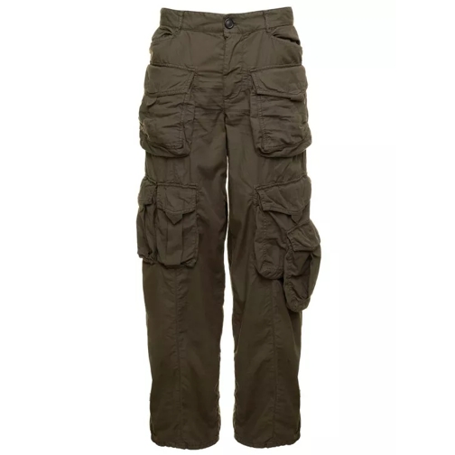 Dsquared2 Military Green Low Waisted Cargo Pants With Brande Green Cargo-byxor