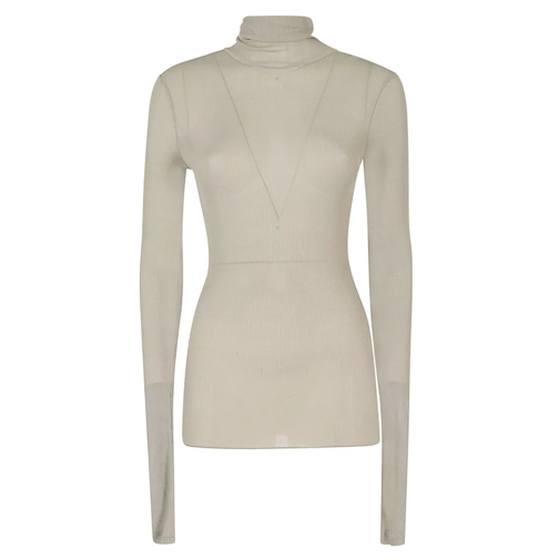 AMI Paris Pull à col roulé Ribbed Turtleneck Sweater Neutrals