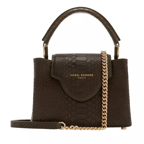 Isabel Bernard Femme Forte Zola Green Calfskin Leather Handbag With Snake Print Mini Tas