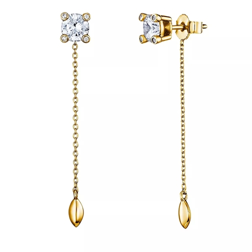 Little Luxuries by VILMAS Fashion Classics Pendant Earrings With Stones In S Yellow Gold Plated Ohrstecker
