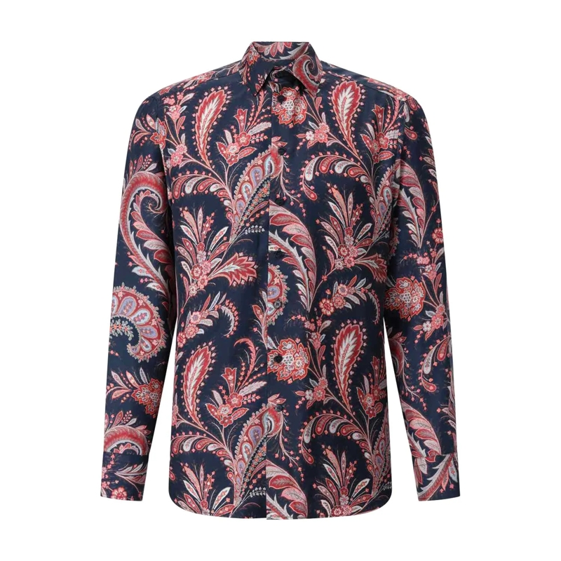 Etro Chemise Seidenhemd mit Paisley-Muster Dunkelblau