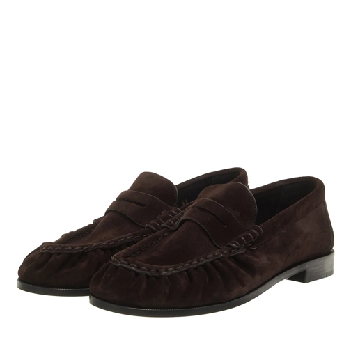 Saint Laurent Driver Le Loafer Penny Slippers Suede Dark Brown