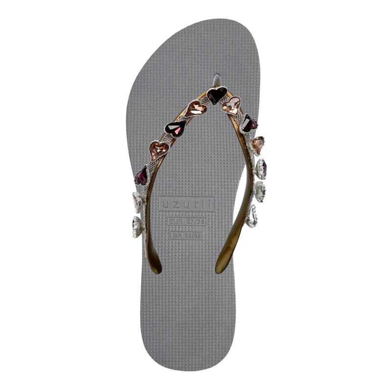UZURII Flip Flops Zehentrenner Heart Bronze silber(Image 3)