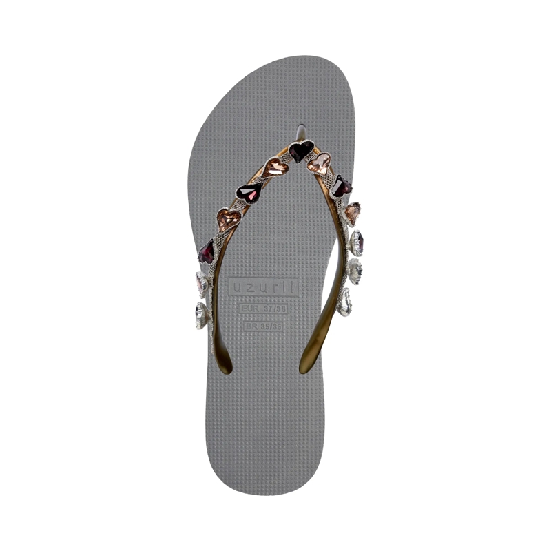 UZURII Flip Flops Zehentrenner Heart Bronze silber(Image 3)