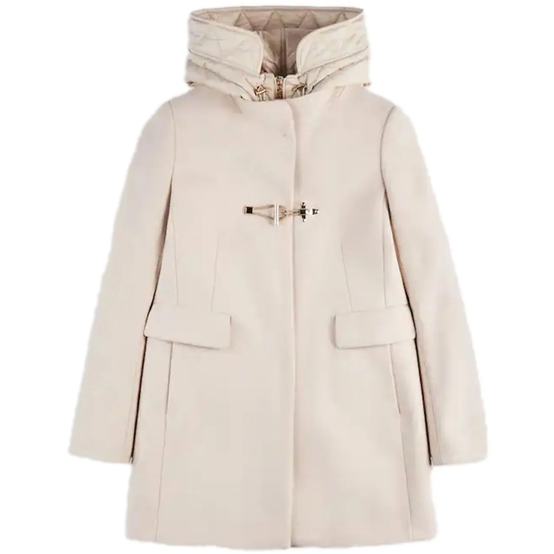 Fay  Mid-Length Wool Blend Coat With Detachable Hood Neutrals