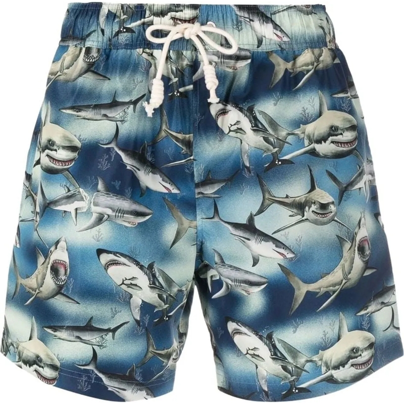 Palm Angels  Shark Logo Swim Shorts Blue
