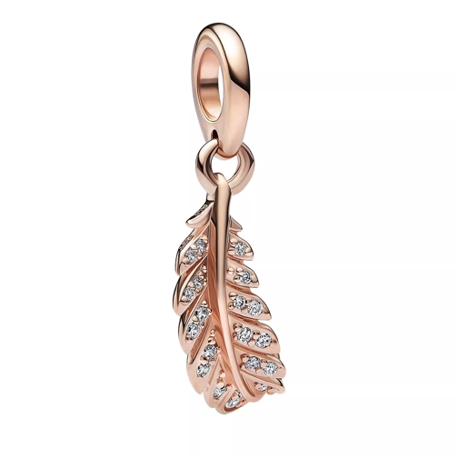 Pandora Feather 14k gold-plated dangle with cubic zirconia Clear Ciondolo