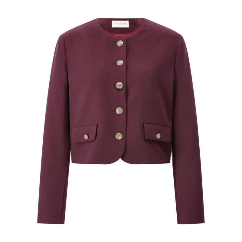 Seductive Blazer Blazer mit Zierknöpfen Dunkelrot