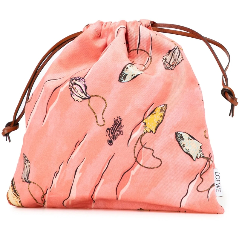 Loewe Necessaire Paulas Ibiza Canvas Seashell Print Drawstring Pouc rose