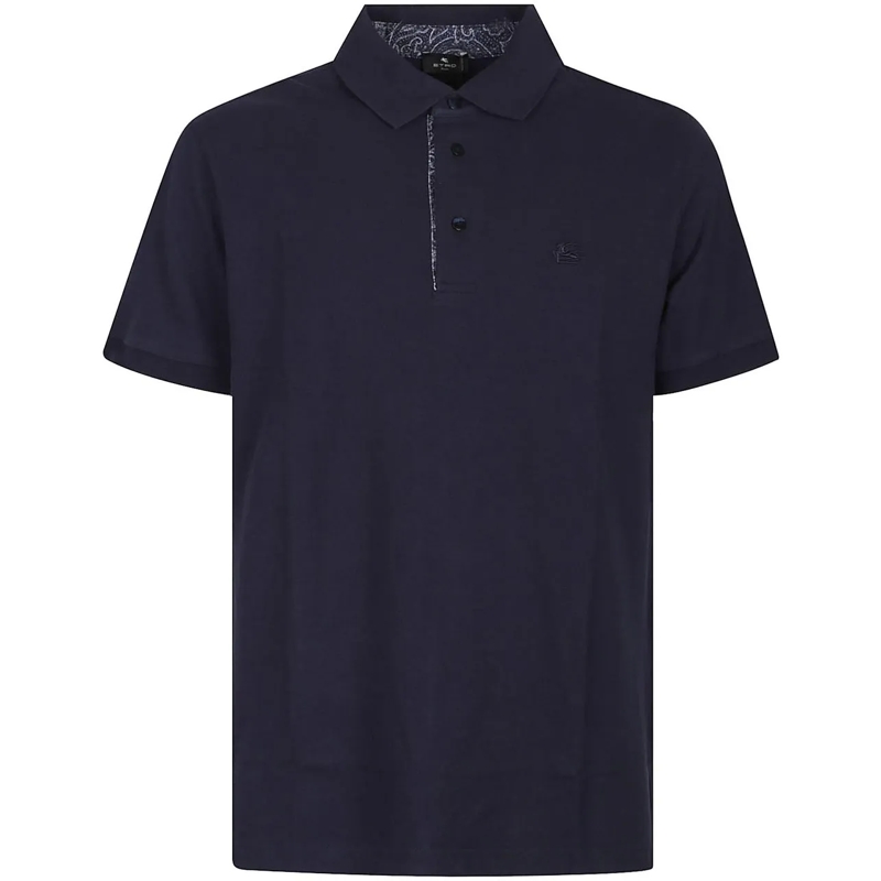 Etro  Roma Short Sleeve Printed Details Polo Shirt Blue blau