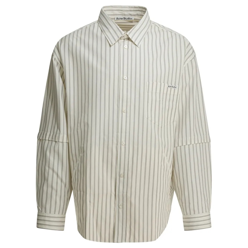 Acne Studios Overhemd Boxy Oversized Striped Shirt With Classic Collar Neutrals
