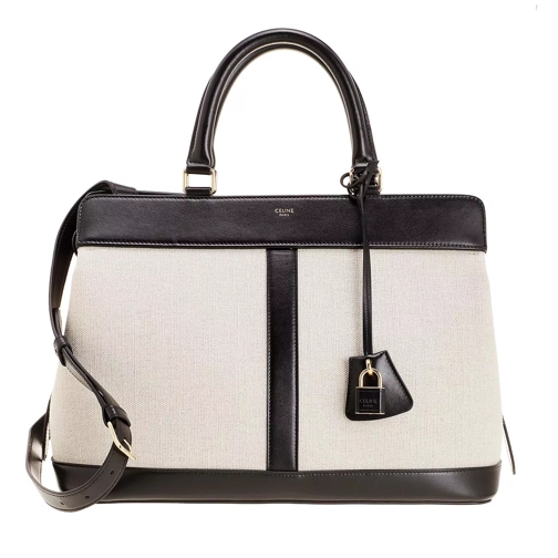 Celine Medium Cabas Satchel Bag Natural/Black Rymlig shoppingväska