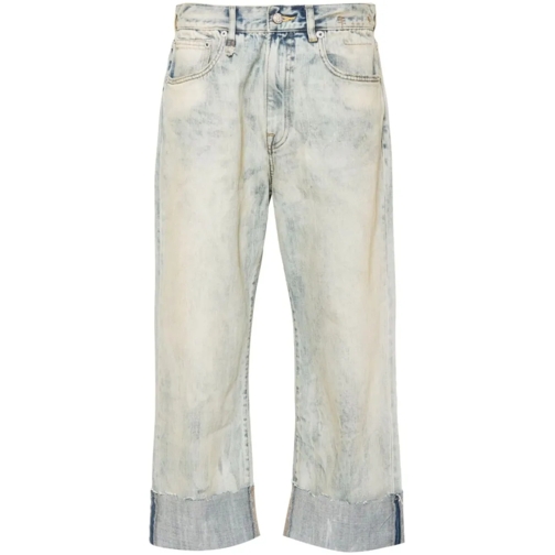 R13 Blue Cuffed Boyfriend Denim Pants Blue Jeans