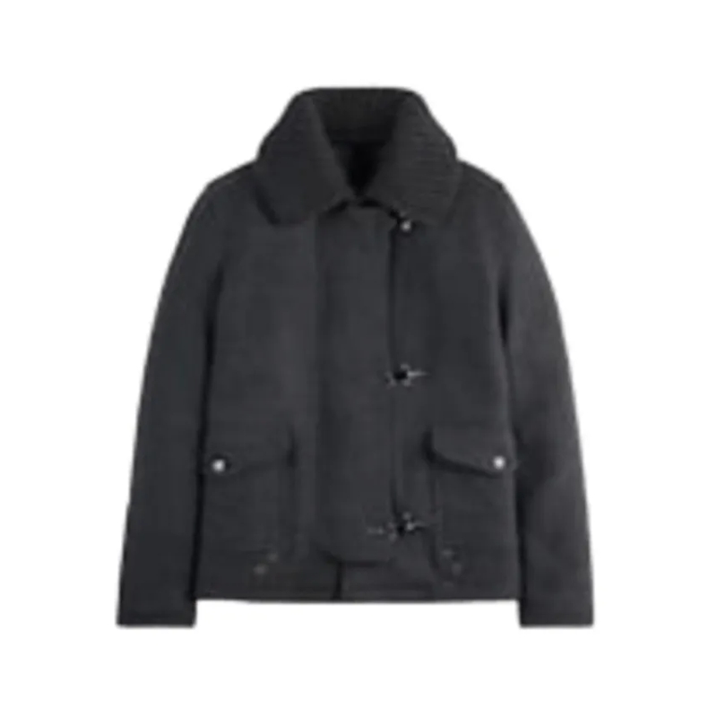 Fay Wintermantel Double-Faced Felted Wool Short Coat Black