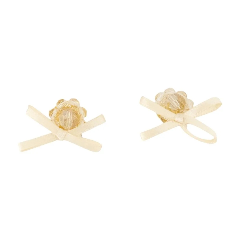 Simone Rocha Boucles d'oreilles à tige Petite Bow Daisy Earrings - Crystal - Yellow Yellow